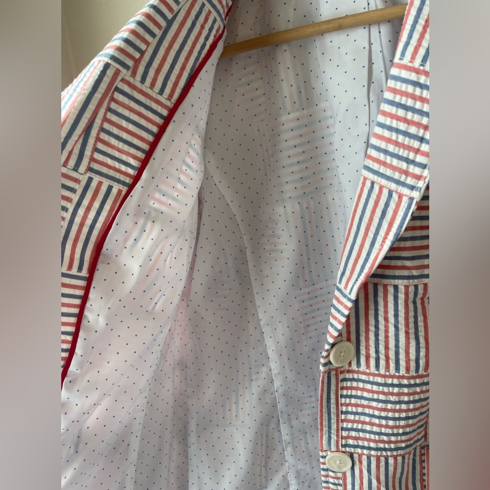 Talbots Patchwork Striped Blazer Jacket Seersucke… - image 5